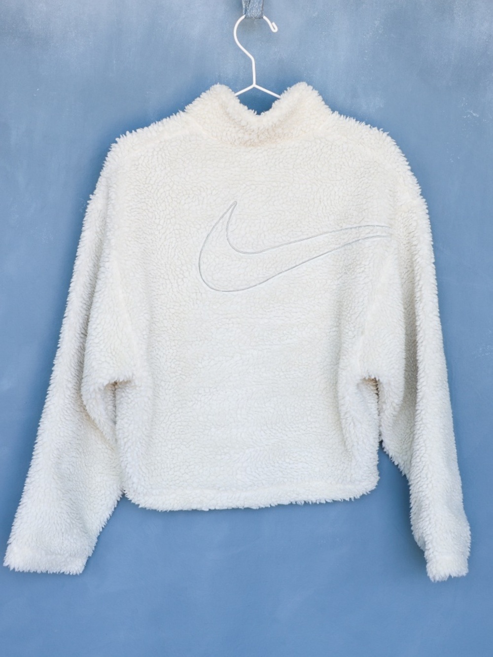 Nike Sportswear Swoosh Cream Sherpa Jacket, Oversized S, Fossil Stone CU6639-238